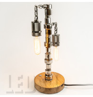 Світильник настільний «Розподільчий вал» з ланцюгами під лампу Е27 Wi-Fi управління, дерево Світильник настільний «Розподільчий вал» з ланцюгами під лампу Е27 Wi-Fi управління, дерево