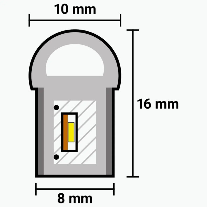 LED neon 8x16 mm 12 W/m 2835 120 diodes IP68 12 Volt orange light colour LED neon 8x16 mm 12 W/m 2835 120 diodes IP68 12 Volt orange light colour