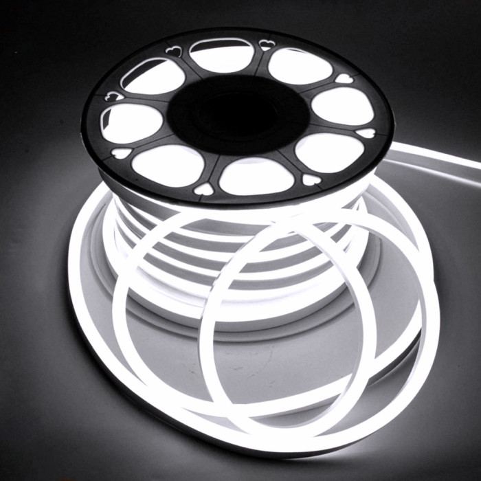LED neon 8x16 mm 10 W/m 2835 120 diodes IP68 220 Volt 6000K COOL WHITE light colour LED neon 8x16 mm 10 W/m 2835 120 diodes IP68 220 Volt 6000K COOL WHITE light colour