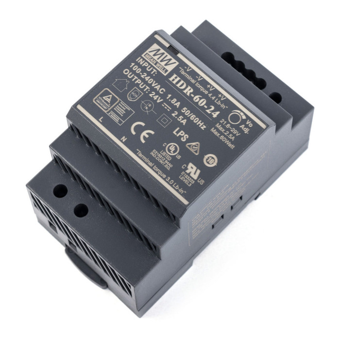 Power supply unit Mean Well for led tape 60 W 24 Volt IP20, on a DIN rail Power supply unit Mean Well for led tape 60 W 24 Volt IP20, on a DIN rail