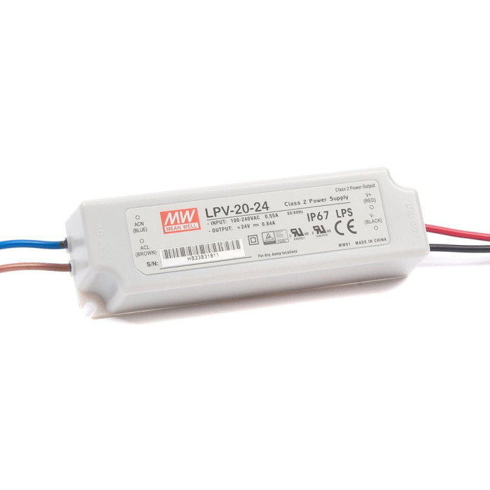 Power supply unit Mean Well for led tape 20 W 24 Volt IP67, sealed Power supply unit Mean Well for led tape 20 W 24 Volt IP67, sealed